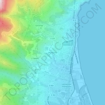 Montesoro topographic map, elevation, terrain