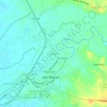 Tigpalas topographic map, elevation, terrain