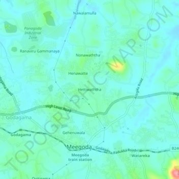 Hettiwaththa topographic map, elevation, terrain