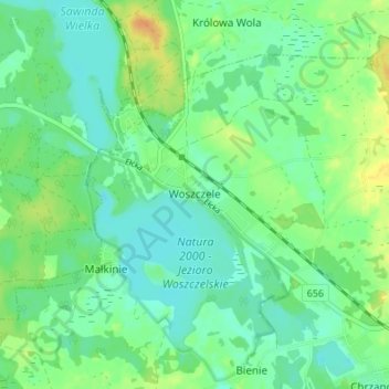 Woszczele topographic map, elevation, terrain