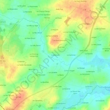 La Bottrais topographic map, elevation, terrain