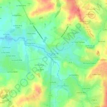Bourg Tourné topographic map, elevation, terrain