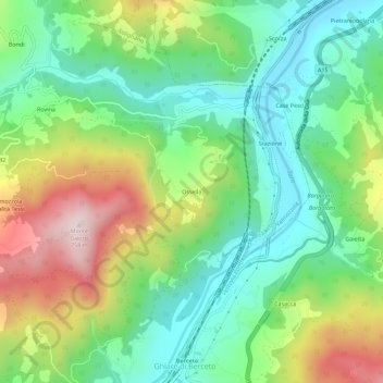 Ossella topographic map, elevation, terrain