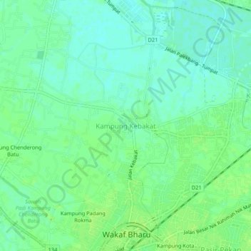 Kampung Kebakat topographic map, elevation, terrain