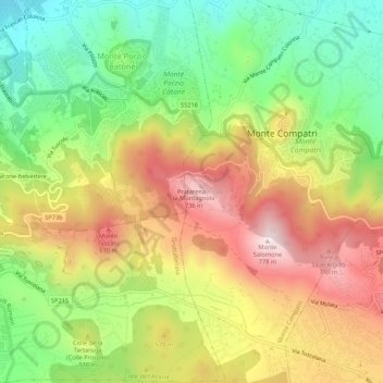 Pratarena topographic map, elevation, terrain