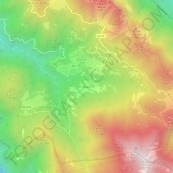 Bigallo topographic map, elevation, terrain