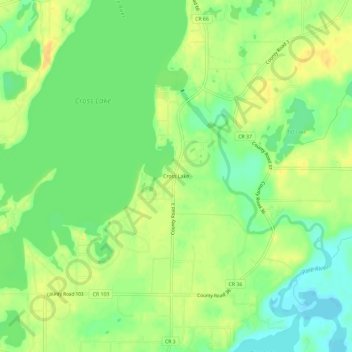 Cross Lake topographic map, elevation, terrain