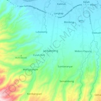 Jatibanteng topographic map, elevation, terrain