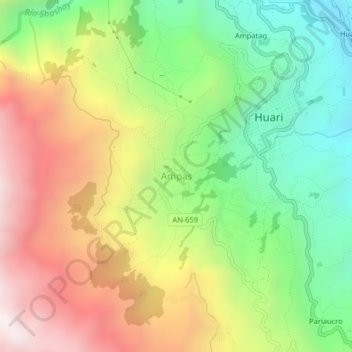 Ampas topographic map, elevation, terrain