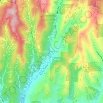 Happy Valley topographic map, elevation, terrain