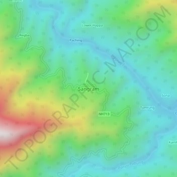 Sangram topographic map, elevation, terrain
