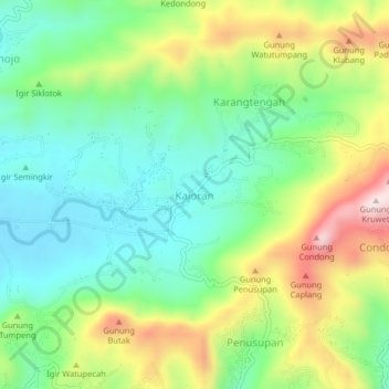 Kajoran topographic map, elevation, terrain