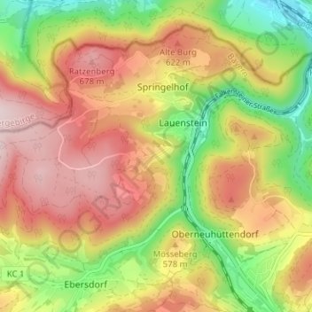 Ebene topographic map, elevation, terrain