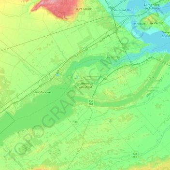 Salaberry-de-Valleyfield topographic map, elevation, terrain