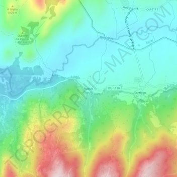 Rubiás topographic map, elevation, terrain