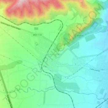 Huescalapa topographic map, elevation, terrain