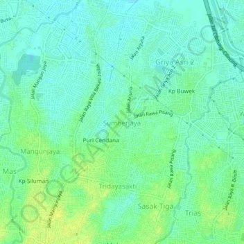 Sumberjaya topographic map, elevation, terrain