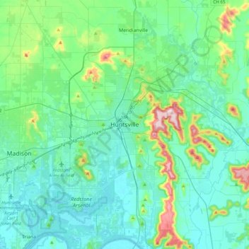 Huntsville topographic map, elevation, terrain