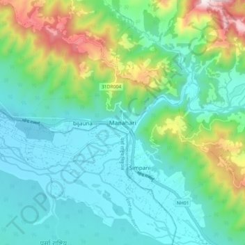 Manahari topographic map, elevation, terrain