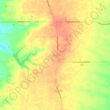 Groveland topographic map, elevation, terrain