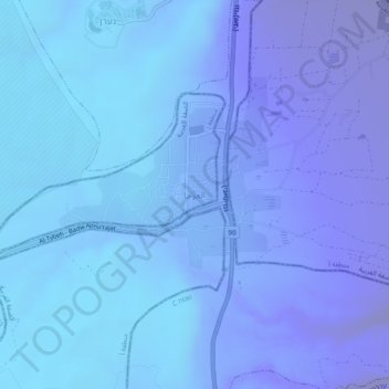 al-Auja topographic map, elevation, terrain