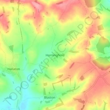 Horninghold topographic map, elevation, terrain