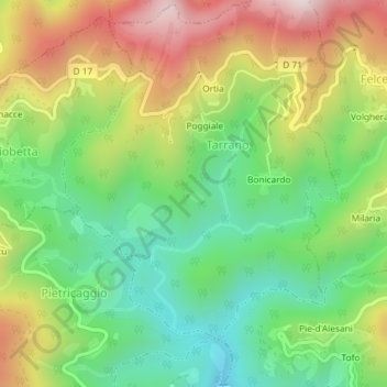 Sorbello topographic map, elevation, terrain