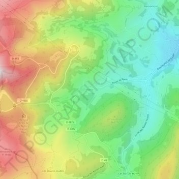Pairis topographic map, elevation, terrain