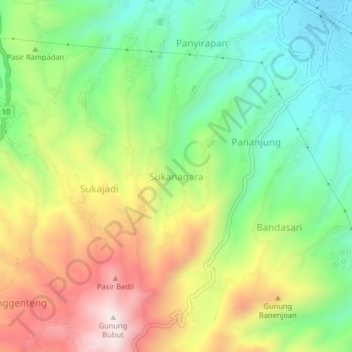 Sukanagara topographic map, elevation, terrain