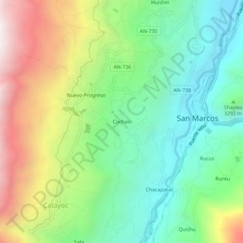 Cochao topographic map, elevation, terrain