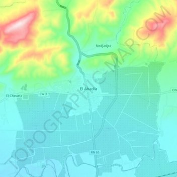 El Abadia topographic map, elevation, terrain