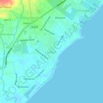 Daliao topographic map, elevation, terrain