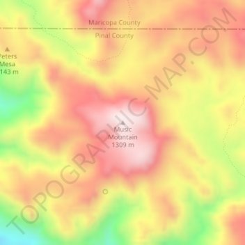 Music Mountain topographic map, elevation, terrain