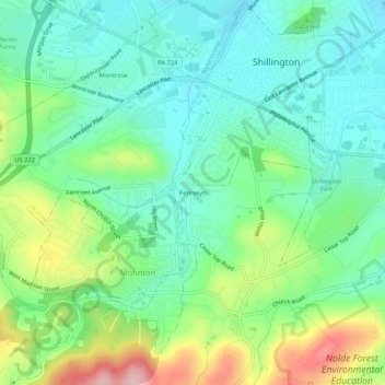 Pennwyn topographic map, elevation, terrain
