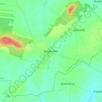 Rzęgnowo topographic map, elevation, terrain
