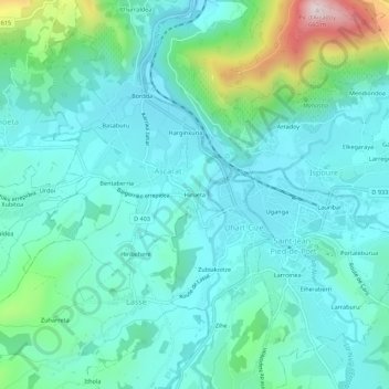 Hirueta topographic map, elevation, terrain