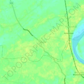 Parulia topographic map, elevation, terrain
