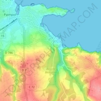 Gravelodic topographic map, elevation, terrain