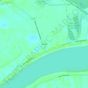 Carville topographic map, elevation, terrain