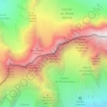 Dôme de Rochefort topographic map, elevation, terrain