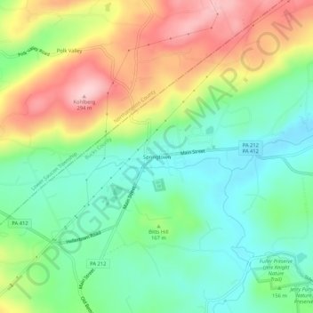 Springtown topographic map, elevation, terrain