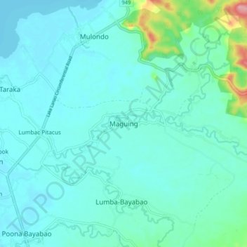 Maguing topographic map, elevation, terrain