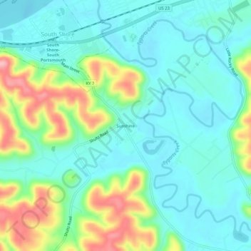 Sunshine topographic map, elevation, terrain