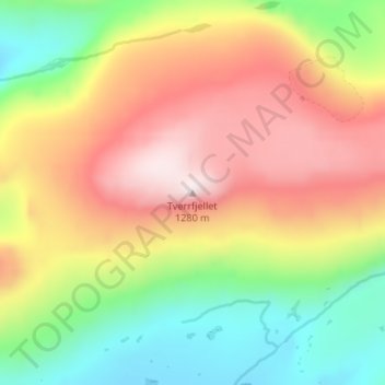 Tverrfjellet topographic map, elevation, terrain