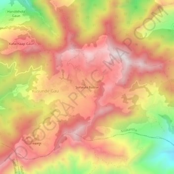Sunaula Bazzar topographic map, elevation, terrain