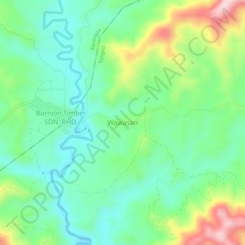 Wawasan topographic map, elevation, terrain