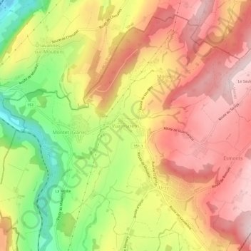 Vuarmarens topographic map, elevation, terrain