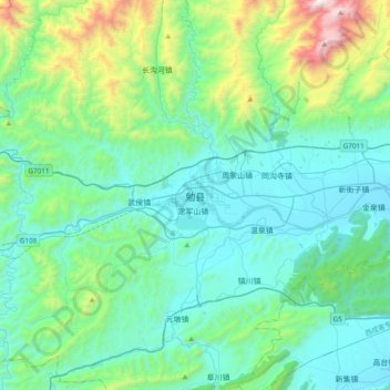 Mian Xian topographic map, elevation, terrain