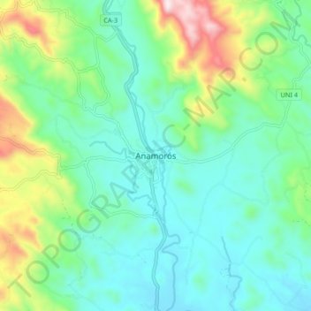 Anamorós topographic map, elevation, terrain