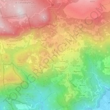 Cocca topographic map, elevation, terrain